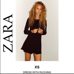 NEW Zara Gathered Dress. Size XS Black
